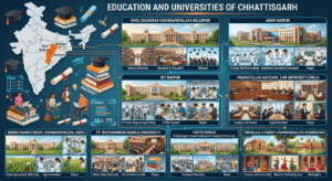 Top universities and educational institutions of Chhattisgarh infographic