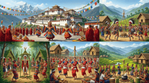 Festivals infographic of Arunachal Pradesh featuring Losar, Nyokum, Mopin, Solung, Dree, and tribal cultural celebrations.