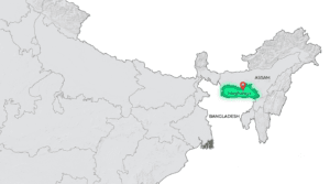 Political map of India highlighting Meghalaya in Northeast India with Shillong marked as the capital city.