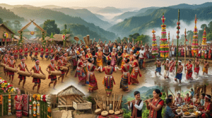 Traditional festivals of Meghalaya featuring Wangala, Shad Suk Mynsiem and Behdienkhlam celebrations by the Khasi, Garo and Jaintia communities.