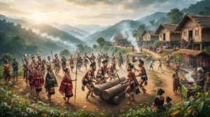 Naga tribal communities celebrating the Hornbill Festival with traditional dances, music, colourful attire, and cultural performances in Nagaland.