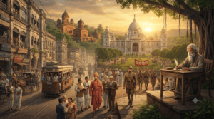 Historical landmarks and iconic personalities representing the rich history of West Bengal.