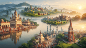 Dakshineswar Kali Temple, Belur Math, Kalighat Temple, St. Paul's Cathedral, Nakhoda Mosque, and Ghoom Monastery in West Bengal.