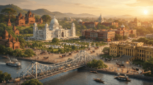 Victoria Memorial, Howrah Bridge, Hazarduari Palace, Bishnupur temples, and historic monuments of West Bengal.