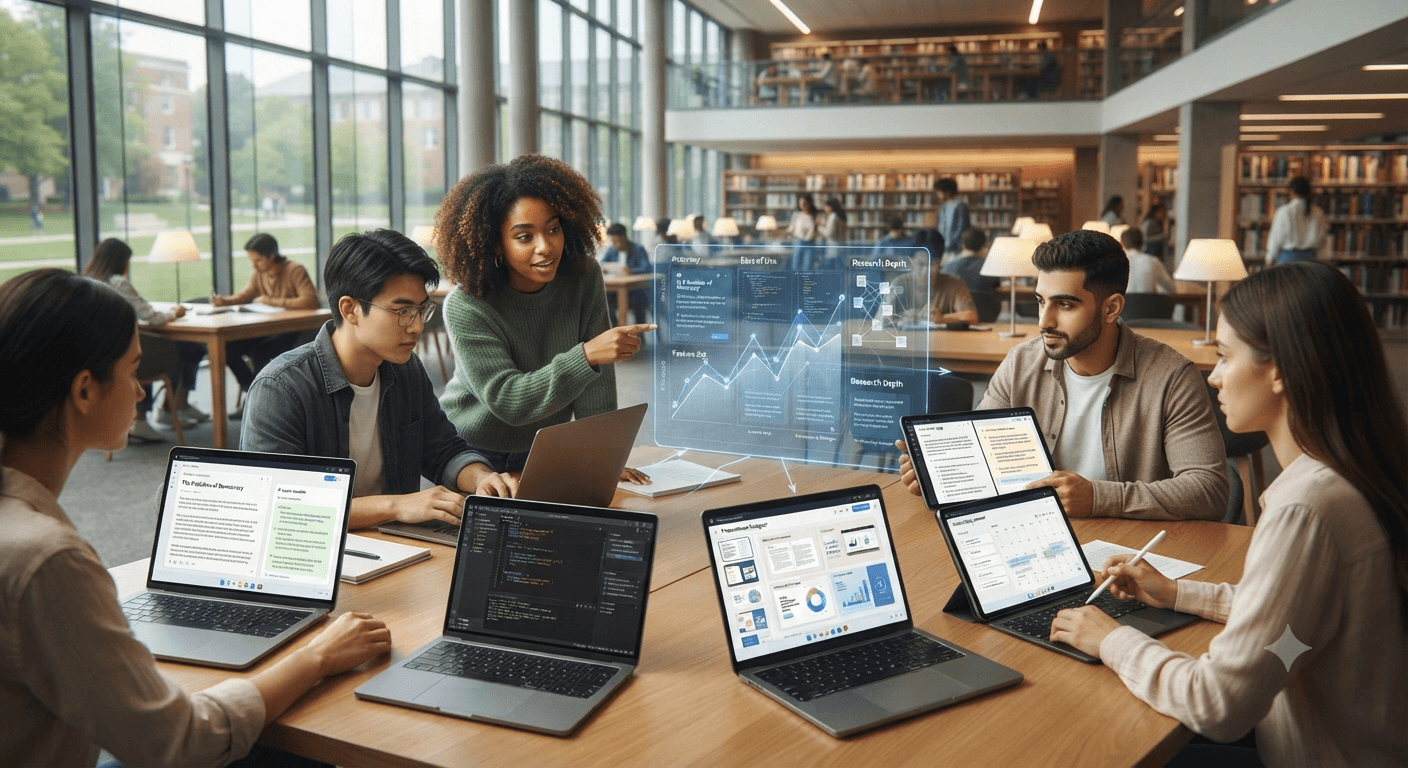 Students comparing the best AI tools for education