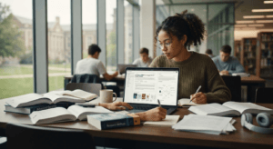 Student using Perplexity AI for academic research