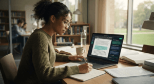 Student using Grammarly to improve academic writing