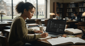 Student using Notion AI for note-taking and study planning
