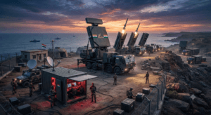 Complete view of India's Kusha Missile System with radar and launch vehicles.