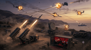 Kusha Missile System intercepting multiple aerial threats over India.
