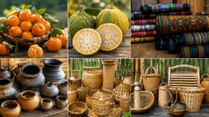 Khasi Mandarin, Memang Narang, Garo Dakmanda and traditional pottery from Meghalaya.