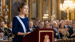 Princess Leonor delivering an official speech at a royal ceremony