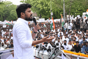 Supporters attending a Cockroach Janta Party public gathering led by Abhijeet Dipke.