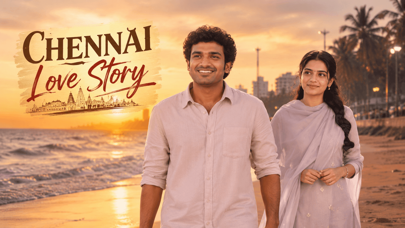 Chennai Love Story Movie Review hero image featuring the lead pair