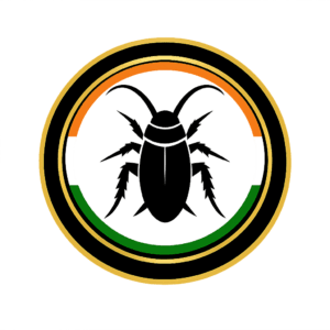 Original fictional cockroach-themed political movement emblem with a modern circular vector design.