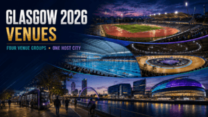 Glasgow 2026 venues including Scotstoun Stadium, Tollcross, Glasgow International Arena and SEC