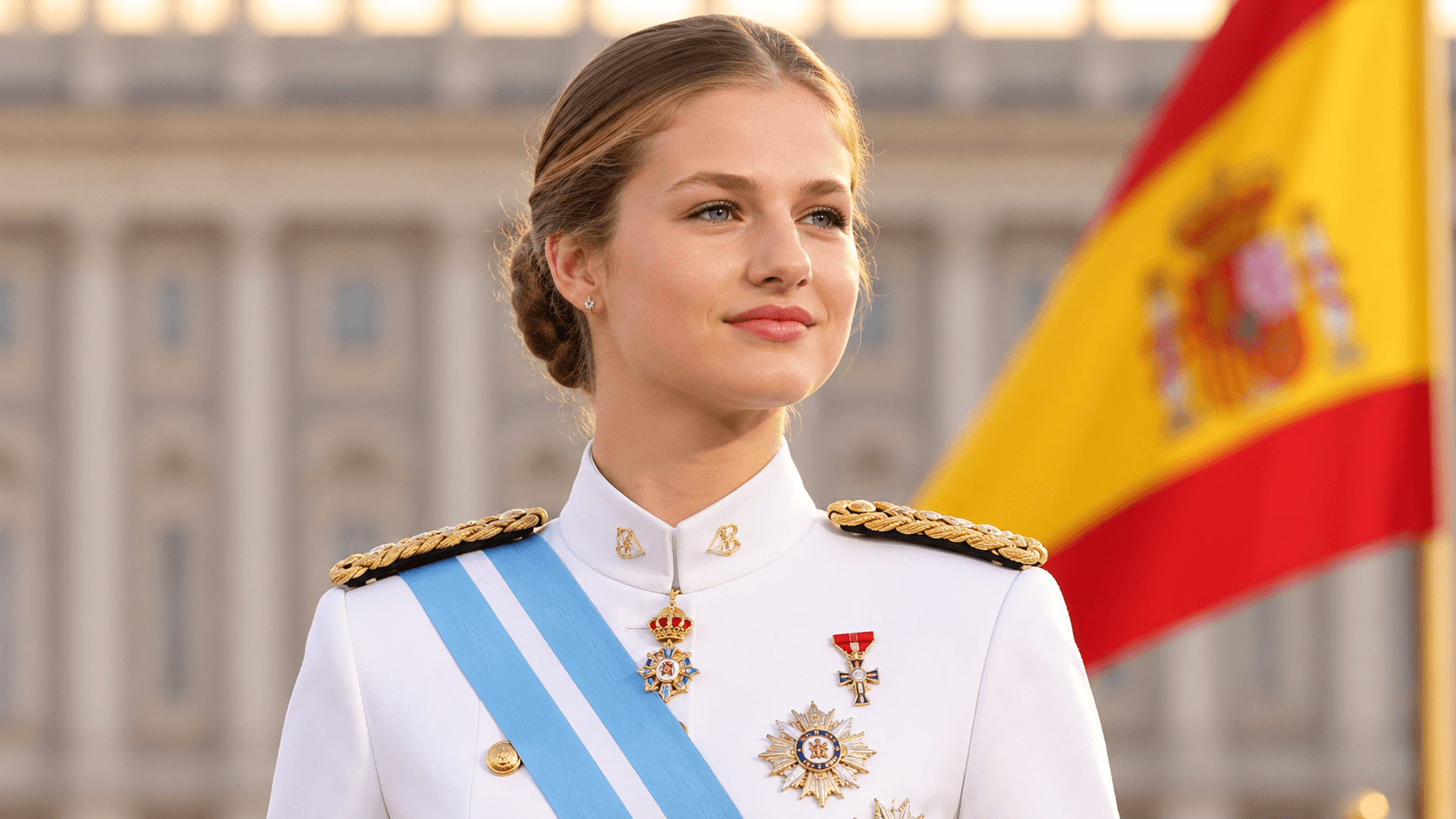 Princess Leonor of Spain in military ceremonial uniform during an official royal event